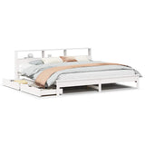 Bookcase Bed without Mattress White 180x200 cm Super King Solid Wood Pine 3309801