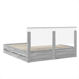 Bed Frame with Drawer Grey Sonoma 200 x 200 cm Engineer Wood 3409431
