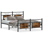 Bed Frame without Mattress Smoked Oak 150x200 cm King Size Engineered Wood 4106763