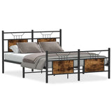 Bed Frame without Mattress Smoked Oak 150x200 cm King Size Engineered Wood 4106763