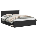 Bed Frame with Headboard Black 160 x 200 cm Solid Pine Wood 3410574