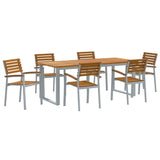 Garden Dining Set 7 pcs Grey and brown Solid acacia wood 3284349