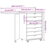 Rolling Cabinet with Desk MOSS Honey Brown Solid Wood Pine 4015791