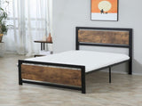 Single Size Metal Bed Frame with Headboard & Footboard, Strong Slat Support Solid Bedstead Base w/ T3398P344674