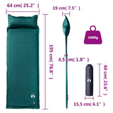 Self Inflating Camping Mattress with Pillow 1-Person Green 4007131