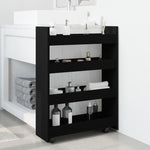 ZNTS Narrow Storage Trolley 4 Tier Black Engineered Wood 855260
