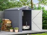 4.4ft x 6.2ft Aluminium Frame and Plastic Wall Shed, with Foundation - Grey T3398P325276