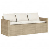 2 Piece Garden Dining Set with Cushions Beige Poly Rattan 366332