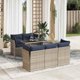 6 Piece Garden Sofa Set with Cushions Grey Poly Rattan Acacia 3326102