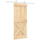 Sliding Door Natural and White 85 x 210 cm Solid Pine Wood 3445018