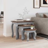 Nesting Table Set 3 Pieces Solid Mahogany Wood 244505