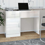 Desk with Drawer&Cabinet High Gloss White 100x40x73 cm 342655