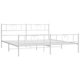 Metal Bed Frame without Mattress with Footboard White 193x203cm 355536