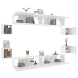 8 Piece TV Cabinet Set White Engineered Wood 3114222