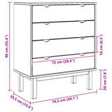 Drawer Cabinet OTTA 76.5x39.5x90cm Solid Wood Pine 348582