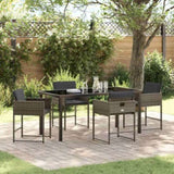 Garden Dining Set with Cushion 5 pcs Grey Poly Rattan 3380014