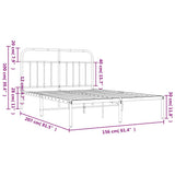 Metal Bed Frame without Mattress with Headboard Black 150x200cm 352580
