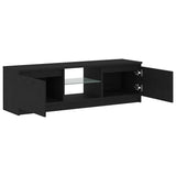 TV Cabinet with LED Lights Black Oak 120x30x36 cm Engineered Wood 862034