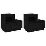 Bedside Cabinets 2 pcs Black 60x34x51 cm Solid Wood Pine 814383