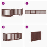 Dog Gate with Door Foldable 4 Panels Brown 320 cm Poplar Wood 352265