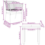 3 Piece Garden Dining Set Black Poly Rattan Glass 3334583