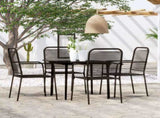 Dining Set Black Powder-coated steel, glass, cotton rope Standard 3099144