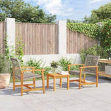 3 Piece Bistro Set Grey Poly Rattan and Acacia Wood 367602