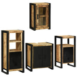Bathroom Furniture Set with Shelf 4 pcs Brown Solid Mango Wood 3305696