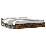 Bed Frame with Drawers without Mattress Smoked Oak 200x200 cm 3280724