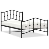 Metal Bed Frame without Mattress with Footboard Black 100x200cm 373802