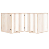 Dog Gate with Door Foldable 4 Panels 320 cm Poplar Wood 352179