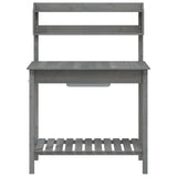 Potting Table with Sink Grey 147.5x44x139.5 cm Solid Wood Fir 156348