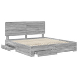 Bed Frame with Drawer Grey Sonoma 200 x 200 cm Engineered Wood 3412747