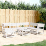 Garden Lounge Set White Solid pine wood 7 Piece Set Modular 3216926
