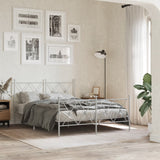Metal Bed Frame without Mattress with Footboard White 137x190cm 376568