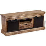 TV Cabinet with 2 Sliding Doors Solid Mango Wood 110x30x45 cm 244019