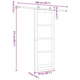 Sliding Door ORKDAL White 78 x 211 cm Solid Pine Wood 3333417