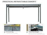 3 x 2m Retractable Roof Gazebo, Wall Mounted Pergola Canopy Garden Shelter for Sun Shade, Grey T3398P310855