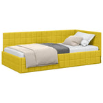 Corner Bed Frame with Headboard Yellow 90 x 190 cm Velvet 42016384