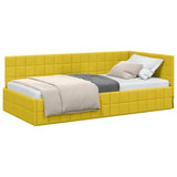 Corner Bed Frame with Headboard Yellow 90 x 190 cm Velvet 42016384