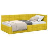 Corner Bed Frame with Headboard Yellow 100 cm x 200 cm Velvet 42016404