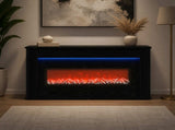 Fireplace with LED Strip Black Oak 130 x 20 x 69.5 cm 8021088