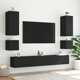 TV Wall Cabinets with LED Lights 2 pcs Black 40.5x35x40 cm 837249