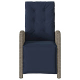 Reclining Garden Chair with Footrest Grey Poly Rattan 365191