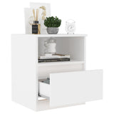 Bed Cabinet Set of 2 White Engineered wood Medium Bed Cabinet 806158