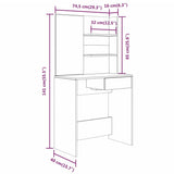 Dressing Table with Mirror Brown Oak 74.5x40x141 cm 820492