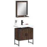 2 Piece Bathroom Cabinet Set Brown Oak Engineered Wood 3214338