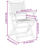 Outdoor Chair Set of 4 Grey Solid Acacia wood Standard Foldable 46334