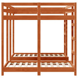 Triple Bunk Bed Frame Wax brown 140 x 200 cm Solid Pine Wood 3414566