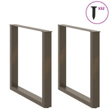 Dining Table Legs U-Shaped 2 pcs Natural Steel 90x cm Steel 4013195